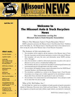 Serving the Membership of the Missouri Auto &amp; Truck Recycler... What is The Missouri Auto &amp; Truck Recyclers News?