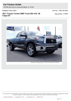 Car Factory Outlet 2011 Toyota Tundra 2WD Truck Dbl 4.0L V6 Contact: