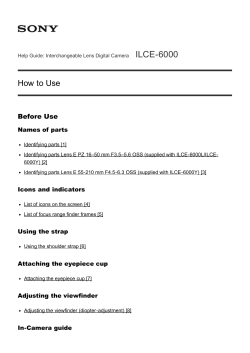ILCE-6000 How to Use Before Use Names of parts