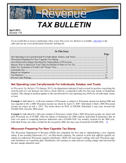 TAX BULLETIN  Wisconsin Tax Bulletin 179 – April 2013 1