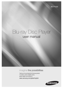 Blu-ray Disc Player user manual imagine the possibilities