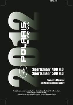 Sportsman   400 H.O. Sportsman   500 H.O. Owner's Manual