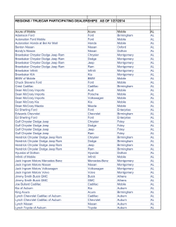 REGIONS / TRUECAR PARTICIPATING DEALERSHIPS   AS OF 1/27/2014