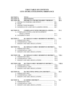 3/2013 TABLE OF CONTENTS CITY OF DECATUR ZONING ORDINANCE