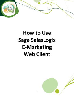 How to Use Sage SalesLogix E-Marketing
