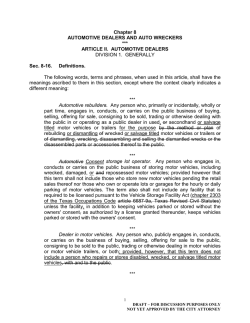 Chapter 8 AUTOMOTIVE DEALERS AND AUTO WRECKERS *** ARTICLE II.  AUTOMOTIVE DEALERS