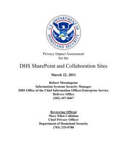DHS SharePoint and Collaboration Sites Privacy Impact Assessment for the March 22, 2011