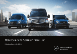 Mercedes-Benz Sprinter Price List Effective from July 2014