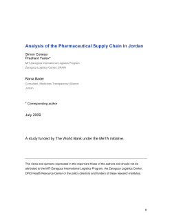 Analysis of the Pharmaceutical Supply Chain in Jordan