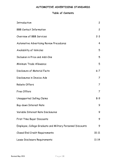 AUTOMOTIVE ADVERTISING STANDARDS Table of Contents  Introduction