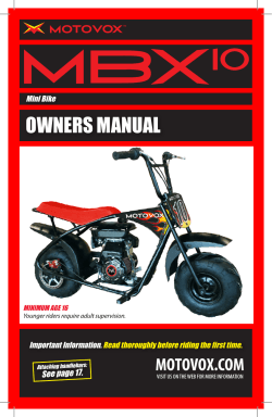 OWNERS MANUAL MOTOVOX.COM See page 17. Mini Bike