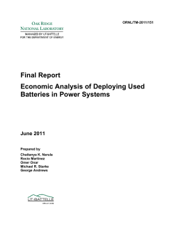 Final Report Economic Analysis of Deploying Used Batteries in Power Systems June 2011