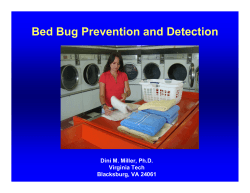 Bed Bug Prevention and Detection Dini M. Miller, Ph.D. Virginia Tech