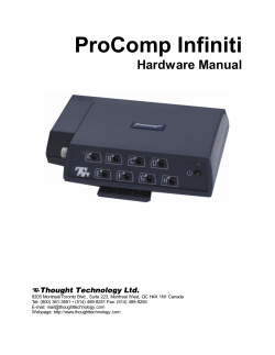 ProComp Infiniti Hardware Manual Thought Technology Ltd.