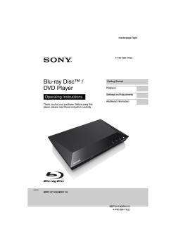 Blu-ray Disc™ / DVD Player Operating Instructions