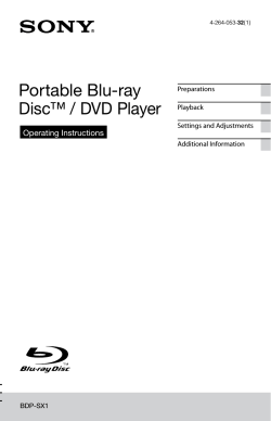Portable Blu-ray Disc™ / DVD Player Operating Instructions Preparations