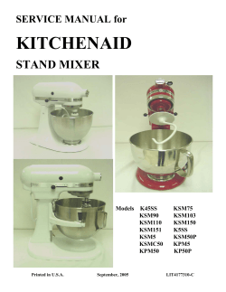 KITCHENAID STAND MIXER SERVICE MANUAL for