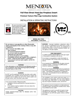 INSTALLATION &amp; OPERATING INSTRUCTIONS Full View Direct Vent Gas Fireplace Insert