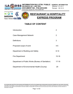 RESTAURANT &amp; HOSPITALITY EXPRESS PROGRAM  TABLE OF CONTENT