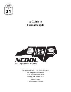 31 A Guide to Formaldehyde N.C. Department of Labor