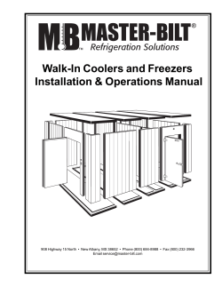 Walk-In Coolers and Freezers Installation &amp; Operations Manual