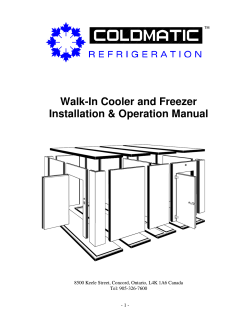Walk-In Cooler and Freezer Installation &amp; Operation Manual