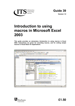 Introduction to using macros in Microsoft Excel 2003 Guide 39