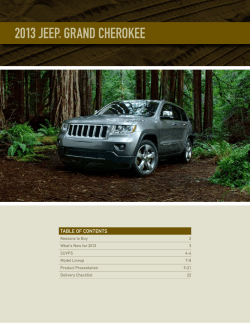 2013 Jeep grand Cherokee Table of ConTenTs