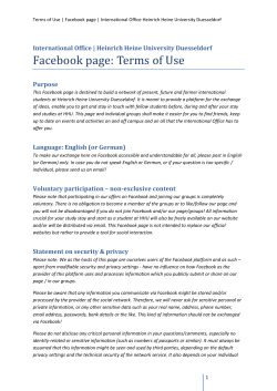 Facebook page: Terms of Use Purpose