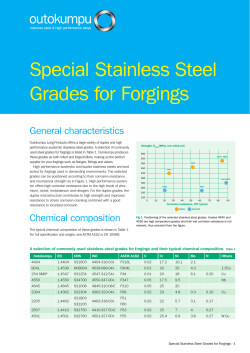 Special Stainless Steel Grades for Forgings General characteristics
