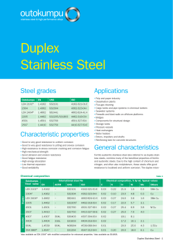 Duplex Stainless Steel Applications Steel grades