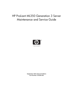 HP ProLiant ML350 Generation 3 Server Maintenance and Service Guide