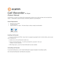 Call Recorder Product Manual for Skype