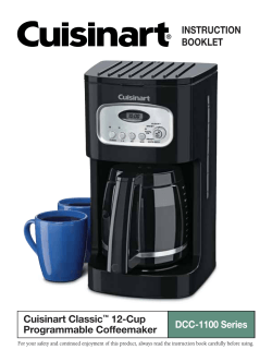 INSTRUCTION BOOKLET Cuisinart Classic 12-Cup