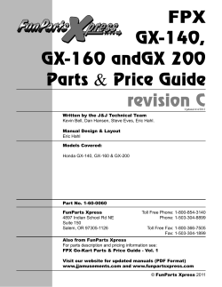 FPX GX-140, GX-160 andGX 200 Parts &amp; Price Guide