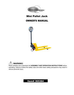 Mini Pallet Jack OWNER’S MANUAL WARNING:
