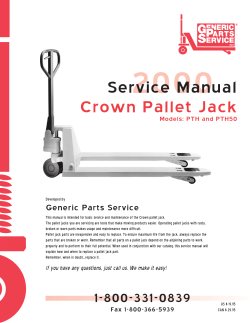 2000 Service Manual Crown Pallet Jack Generic Parts Service