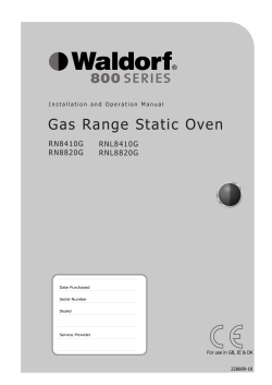 Gas Range Static Oven RN8410G RNL8410G RN8820G