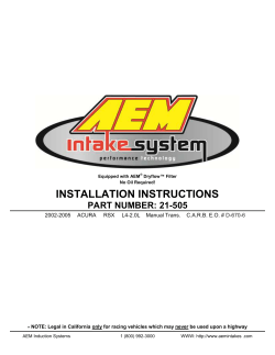 INSTALLATION INSTRUCTIONS PART NUMBER: 21-505  2002-2005