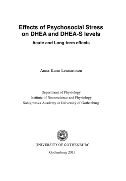 Effects of Psychosocial Stress on DHEA and DHEA-S levels