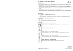 Stud Finder Instructions Operating Tips: