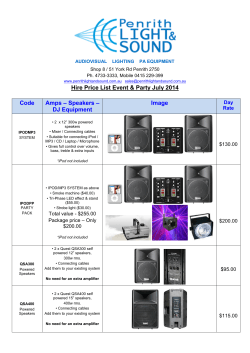 Hire Price List Event &amp; Party July 2014 – Speakers – Code Amps