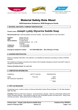 Material Safety Data Sheet Joseph Lyddy Glycerine Saddle Soap