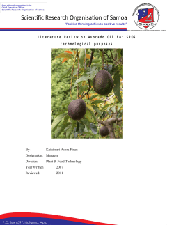 Literature Review on Avocado Oil for SROS technological purposes