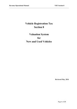 Vehicle Registration Tax Section 8 Valuation System for