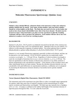 EXPERIMENT 6  Molecular Fluorescence Spectroscopy: Quinine Assay