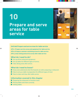 10 Prepare and serve areas for table service