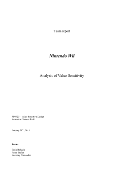Nintendo Wii  Analysis of Value-Sensitivity Team report