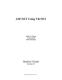 Student Guide ASP.NET Using VB.NET Robert J. Oberg Arun Ganesh