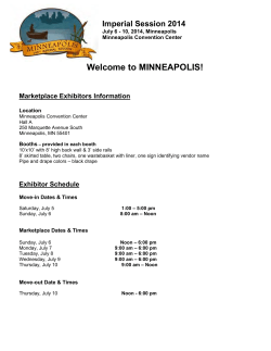Welcome to MINNEAPOLIS! Imperial Session 2014  Marketplace Exhibitors Information